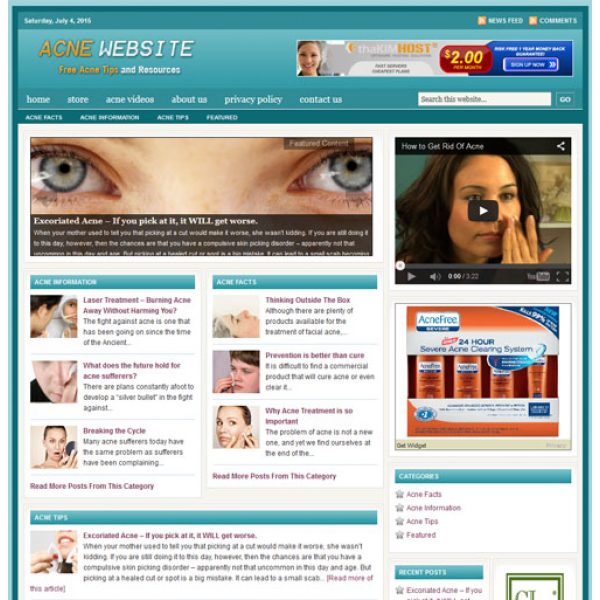 Skin Acne - Turnkey Niche Website Business Opportunity for Sale