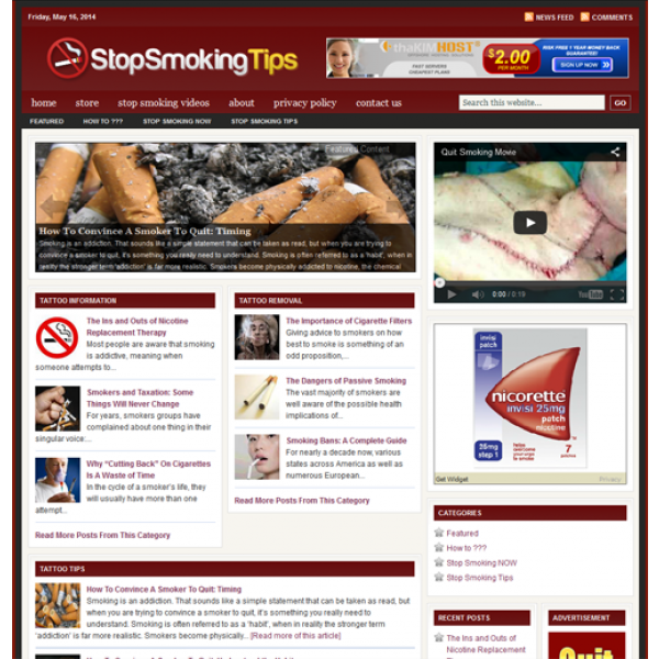 Stop Smoking - Turnkey Niche Website Business Opportunity for Sale