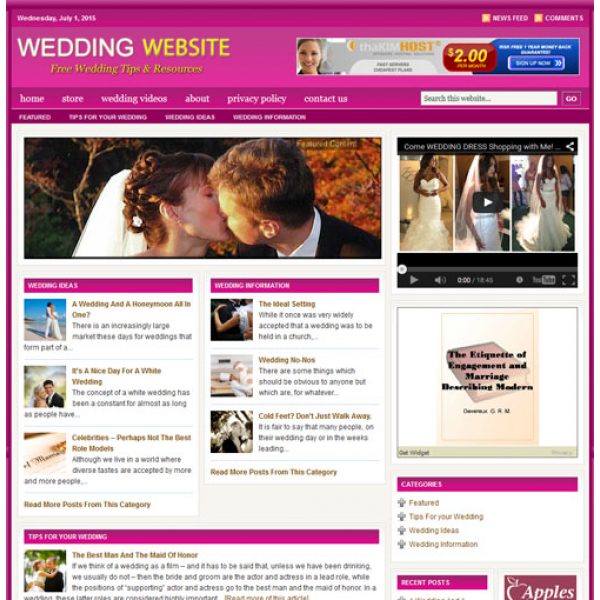 Wedding Guide - Turnkey Niche Website Business Opportunity for Sale