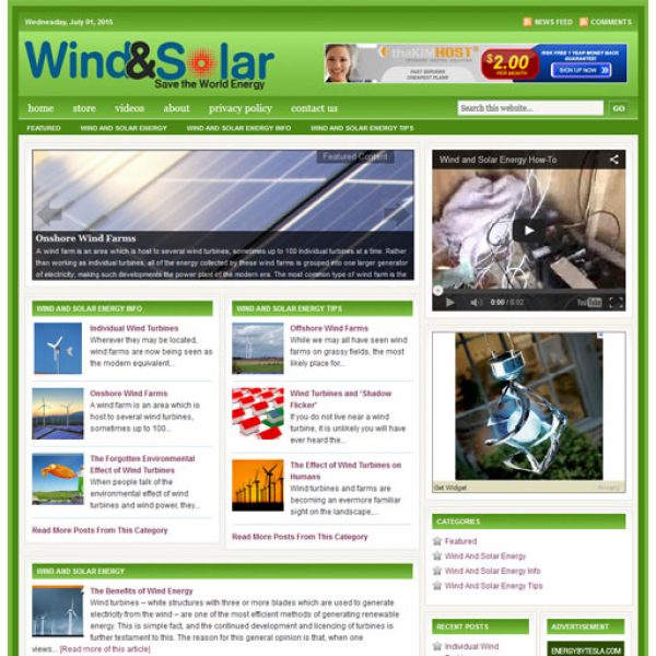 Wind & Solar - Turnkey Niche Website Business Opportunity for Sale